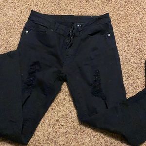 black ripped jeans